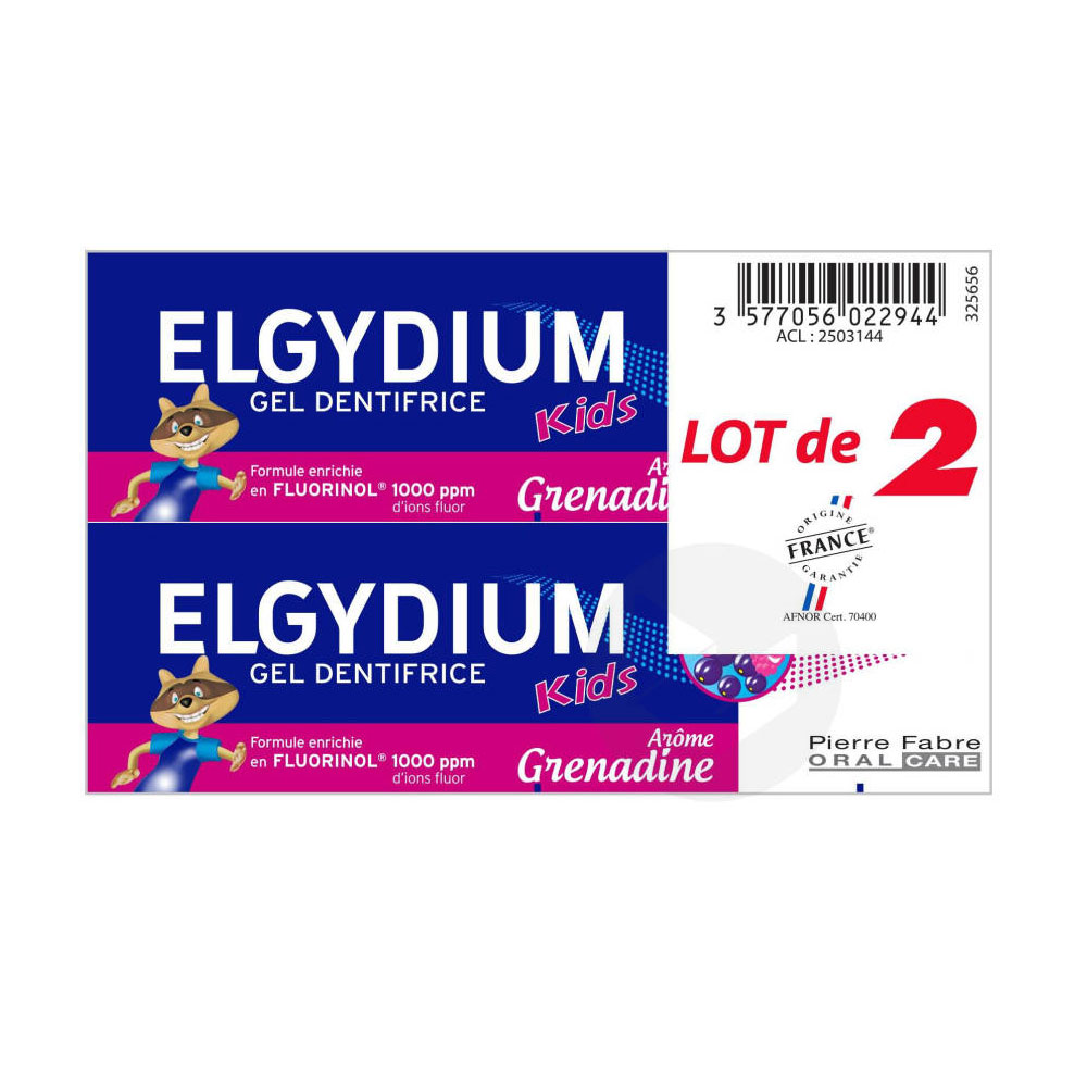 Elgydium Dentifricio con fluoro Gusto melograno Bambini da 3 a 6 anni 2x50ml