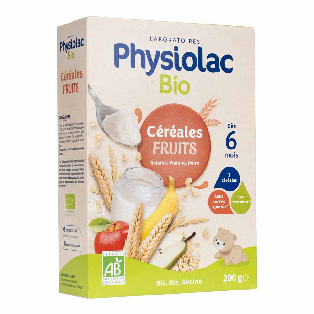 Physiolac Cereali Frutta Banana Mela Pera 6 Mesi Biologici 200g