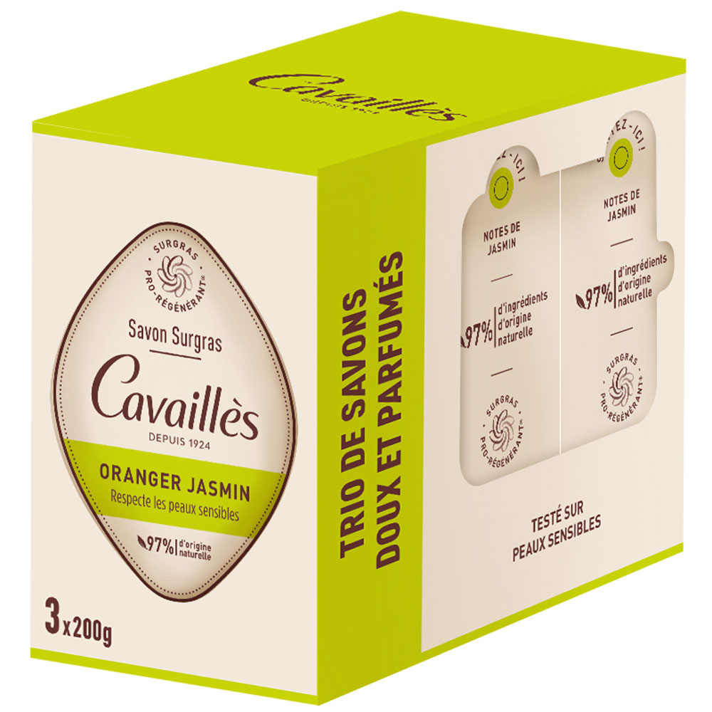 Cavaillès Surgras Pro-rigenerante Sapone all'arancia Gelsomino 3x200g