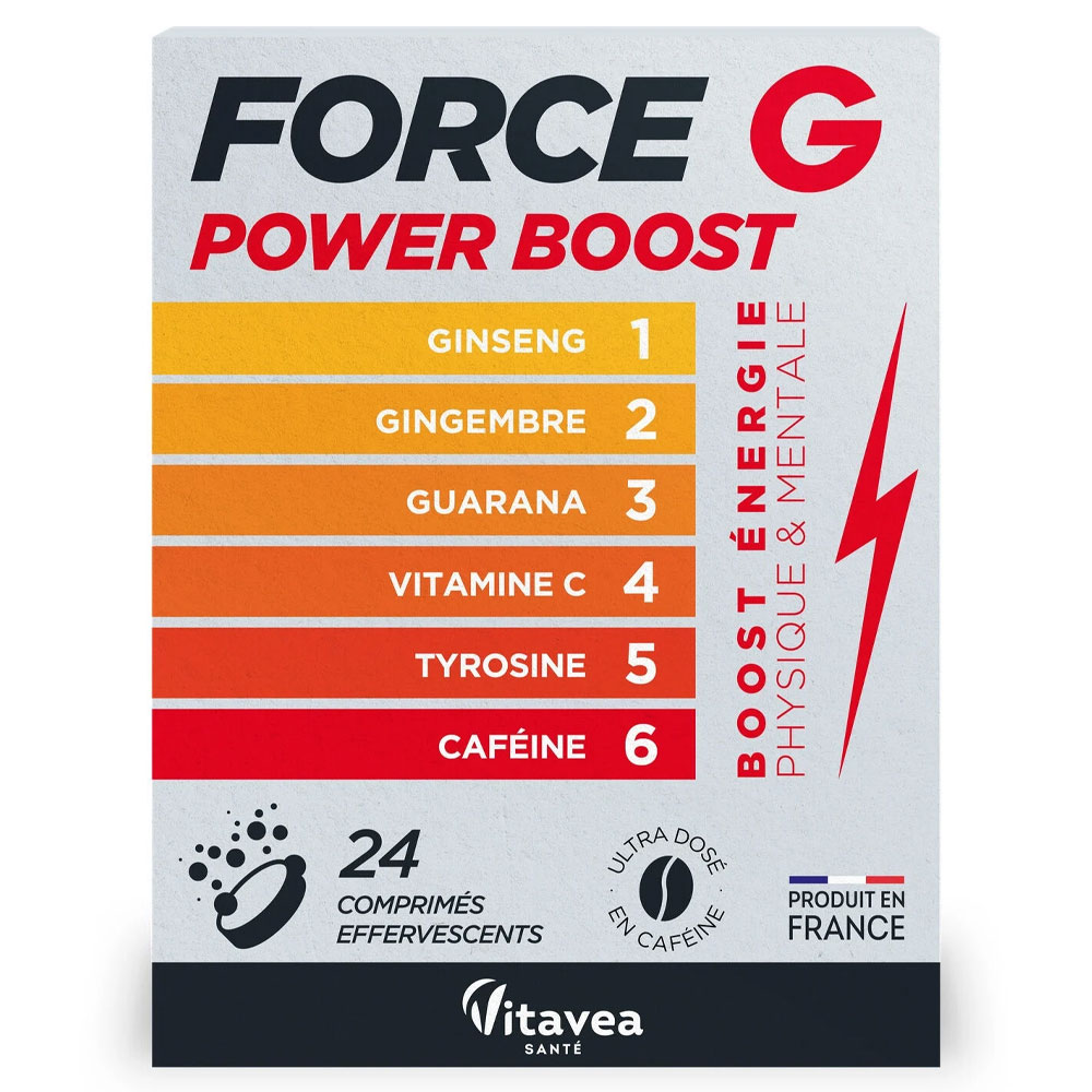 Vitavea Santé Force G Power Boost Ginseng Zenzero Guaranà Physique & Mental 24 Compresse effervescenti