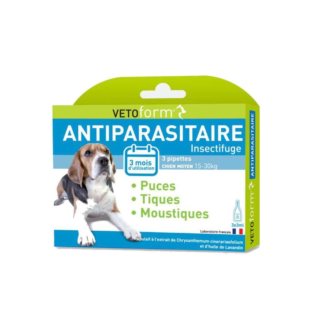 Vetoform Cane Pipette antiparassitarie per cani da 15 a 30 kg 3 x 3 ml