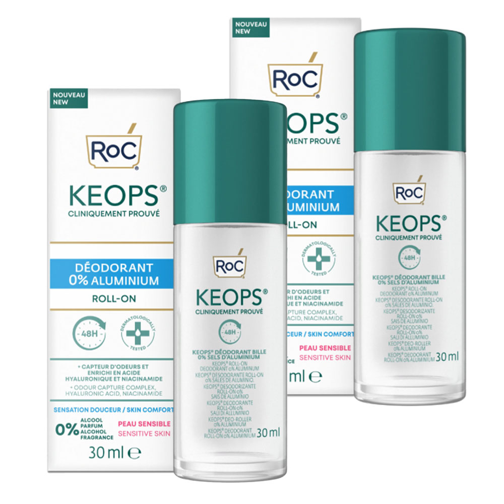 Roc Keops Deodorante roll-on 0% alluminio 2x30ml