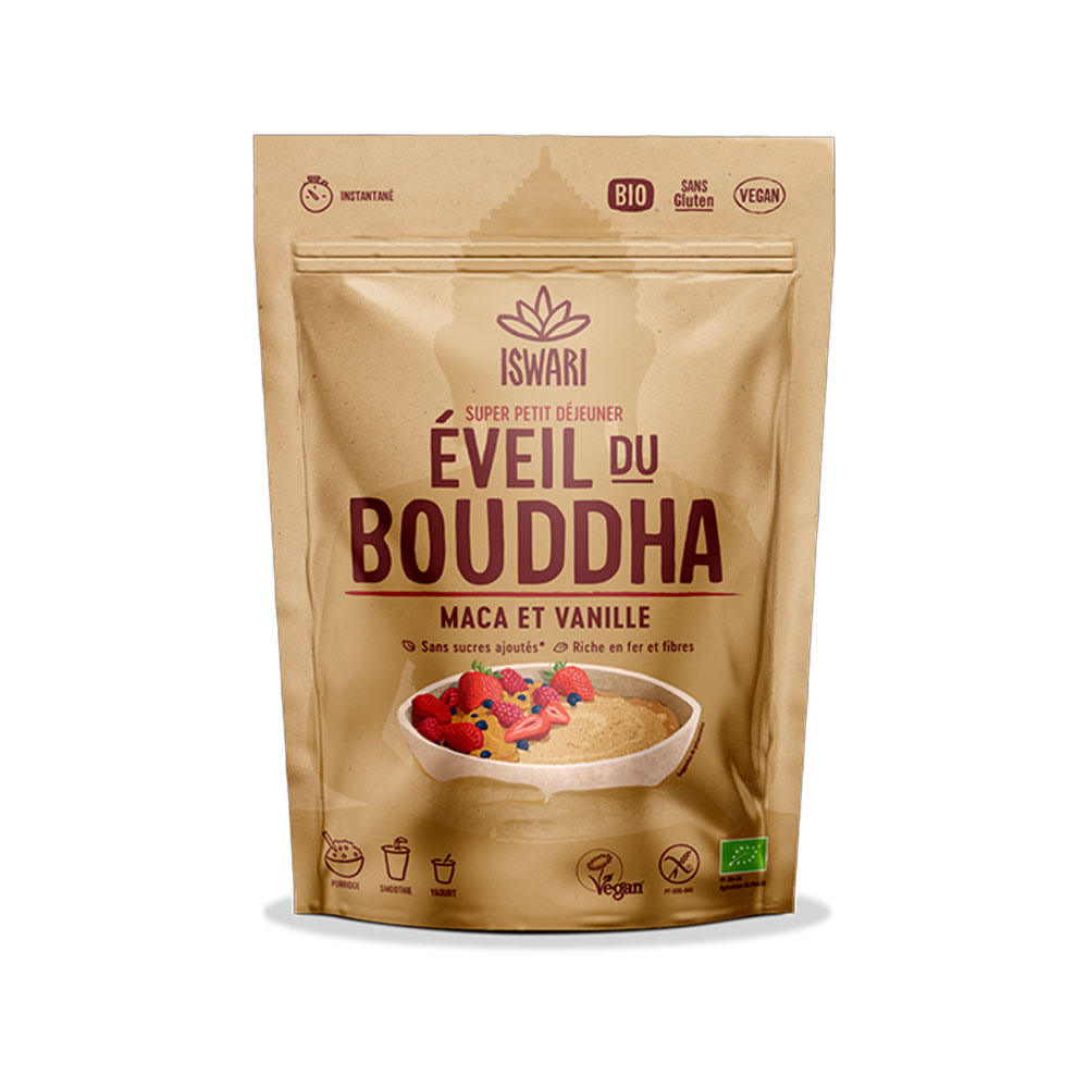 Iswari Eveil du Bouddha Maca vaniglia bio bio e gustosa miscela per colazione 360 g