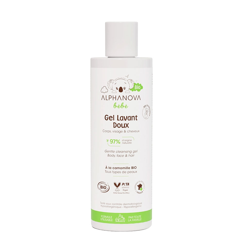 Alphanova Bébé Gel detergente delicato per corpo, viso e capelli 200 ml