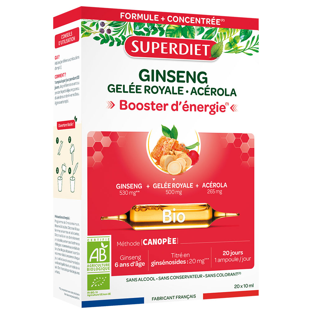 Superdiet Ginseng Royale Acerola Biologico Booster d'énergie 20x10ml