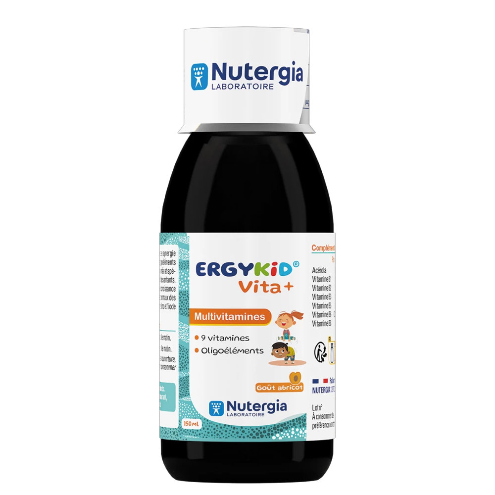 Nutergia Ergykid vitamine + multivitaminico gusto albicocca a partire dai 3 anni 150 ml