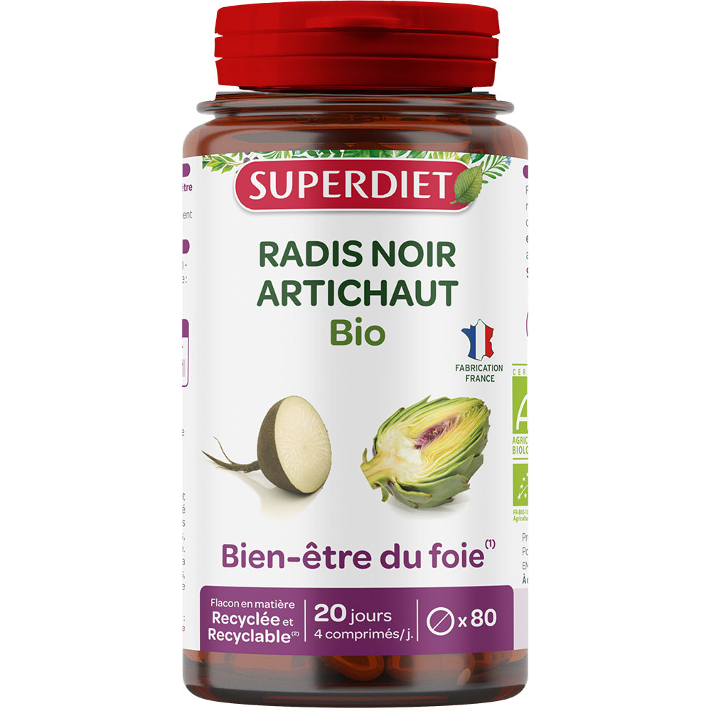 Superdiet Rafano nero e carciofo bio per il benessere del fegato 80 compresse