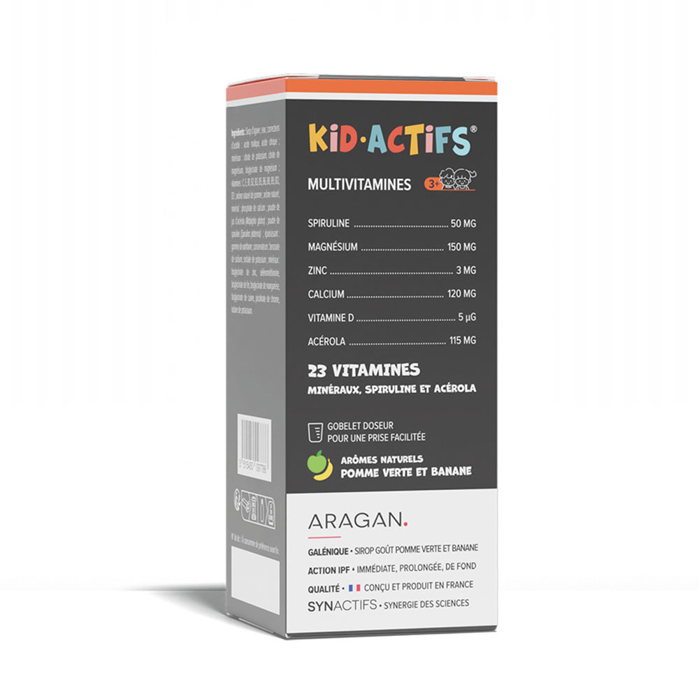 Aragan Synactifs Sciroppo multivitaminico KidActifs Boost per la difesa immunitaria 125 ml