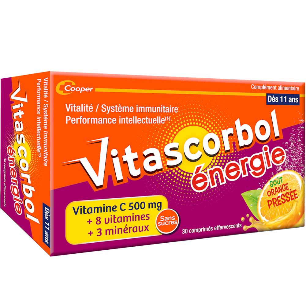 Vitascorbol Energia 8 vitamine e 8 minerali gusto arancia spremuta 30 compresse effervescenti
