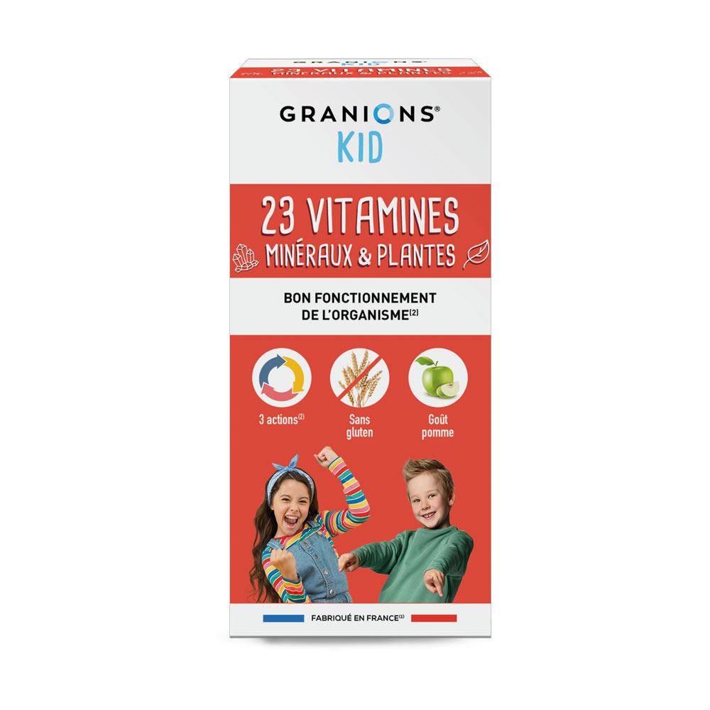 Granions Kid Sciroppo 23 vitamine bio a partire dai 3 anni gusto mela 200 ml