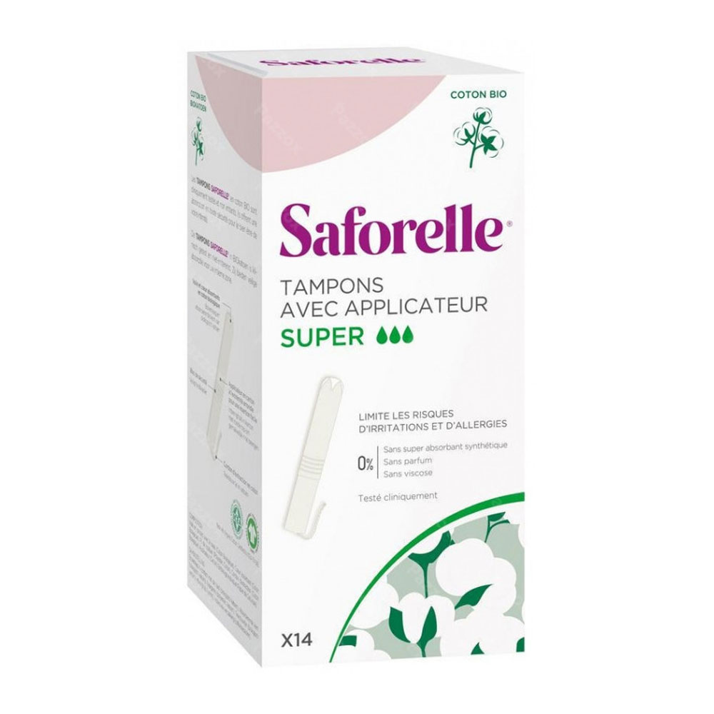 Saforelle Super assorbenti con applicatore in cotone biologico x14