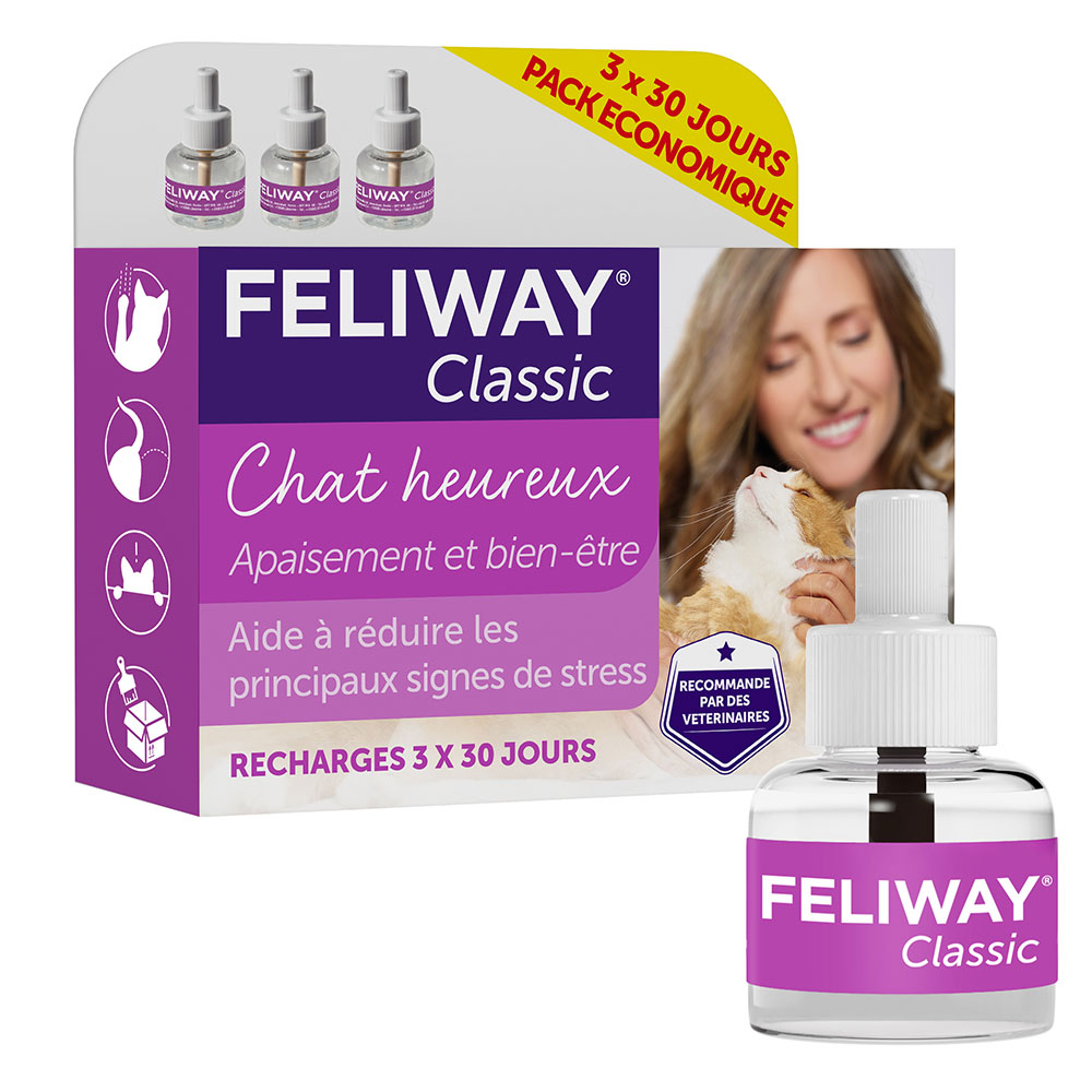 Feliway Classic Ricarica di feromoni per diffusore elettrico Gatto classico 3x48ml