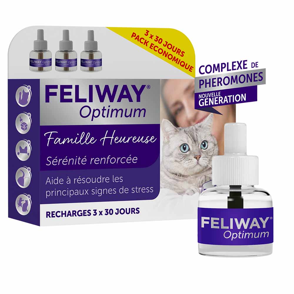Feliway Optimum Serenità Renforcée Kit Famiglia Felice Chat 3x48ml