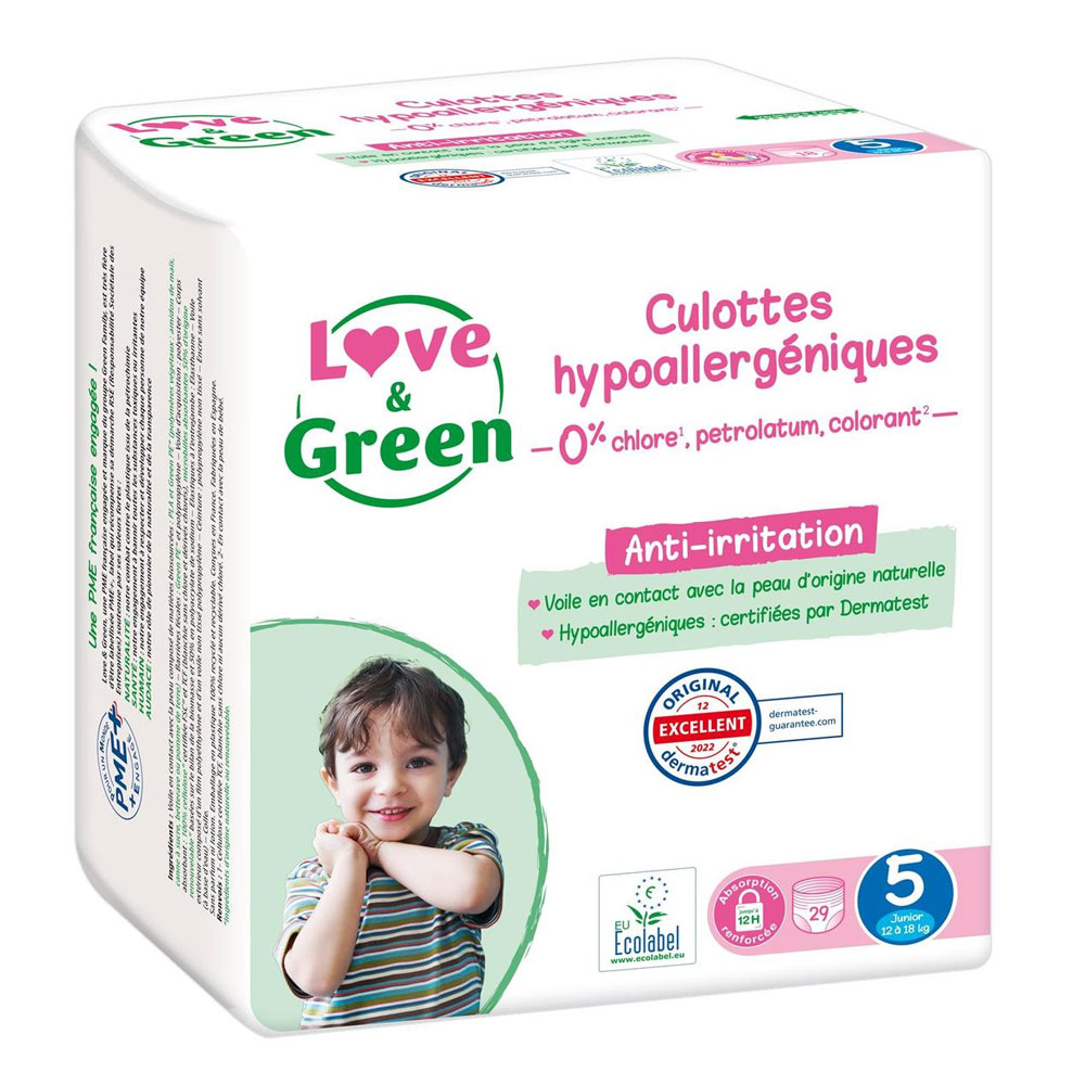 Love&Green Mutandine ipoallergeniche Taglia 5 Junior da 12 a 18 kg x29