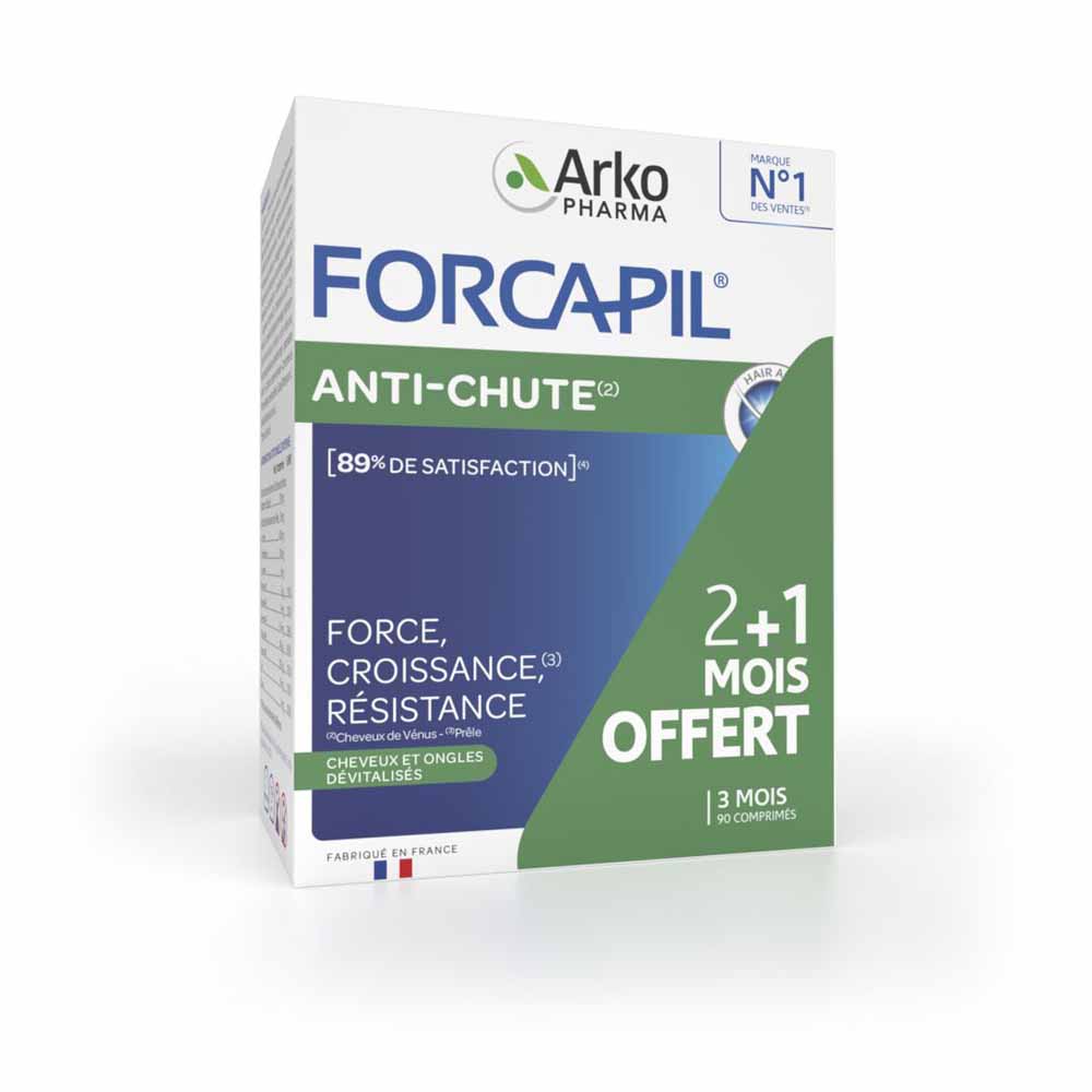 Arkopharma Forcapil Anticaduta 2 + 1 mese gratis Cheveux et Ongles Dévitalisés 90 Compresse