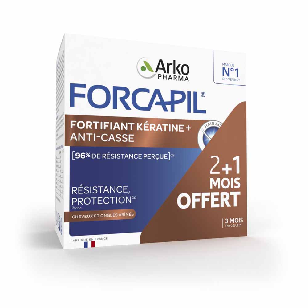 Arkopharma Forcapil fortificante cheratina + anti-rottura resistenza protezione per capelli e unghie danneggiati 180 Capsule