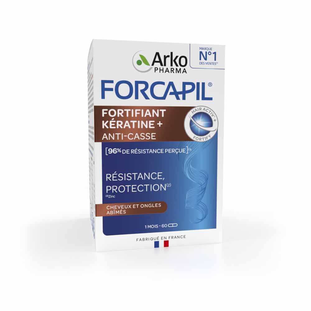 Arkopharma Forcapil Fortificante della Cheratina + Anti-Rottura Cheveux et Ongles Abimés 60 capsule