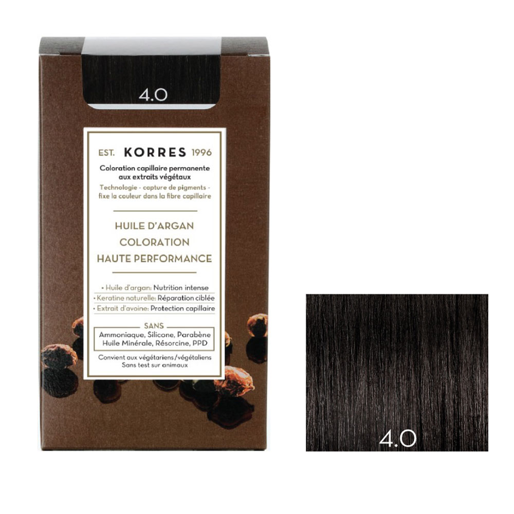 Korres Olio di argan Coloration Permanente A L'huile D'argan 50ml 4.0 CASTANO NATURALE