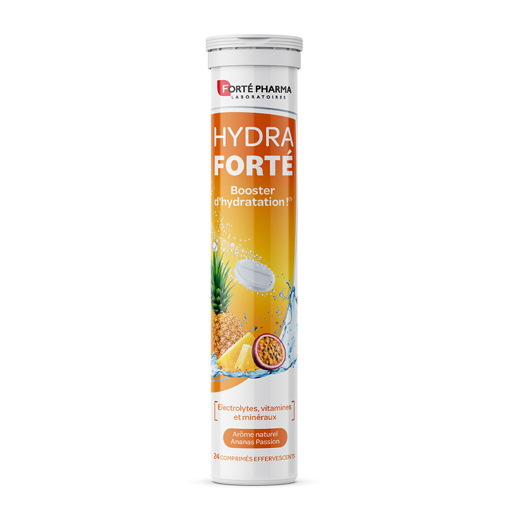 Forté Pharma Hydra Forté Booster di idratazione Aroma naturale di ananas e passione 24 compresse effervescenti
