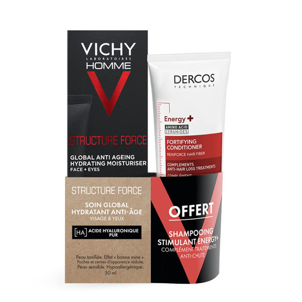 Vichy Uomo Cofanetto trattamento globale idratante + shampoo stimolante Energy+ 100 ml
