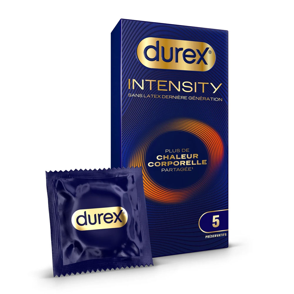 Durex Intensity Preservativi senza lattice Calore corporeo condiviso x5