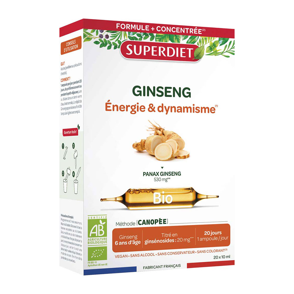 Superdiet Ginseng bio per energia e vitalità 20 fiale
