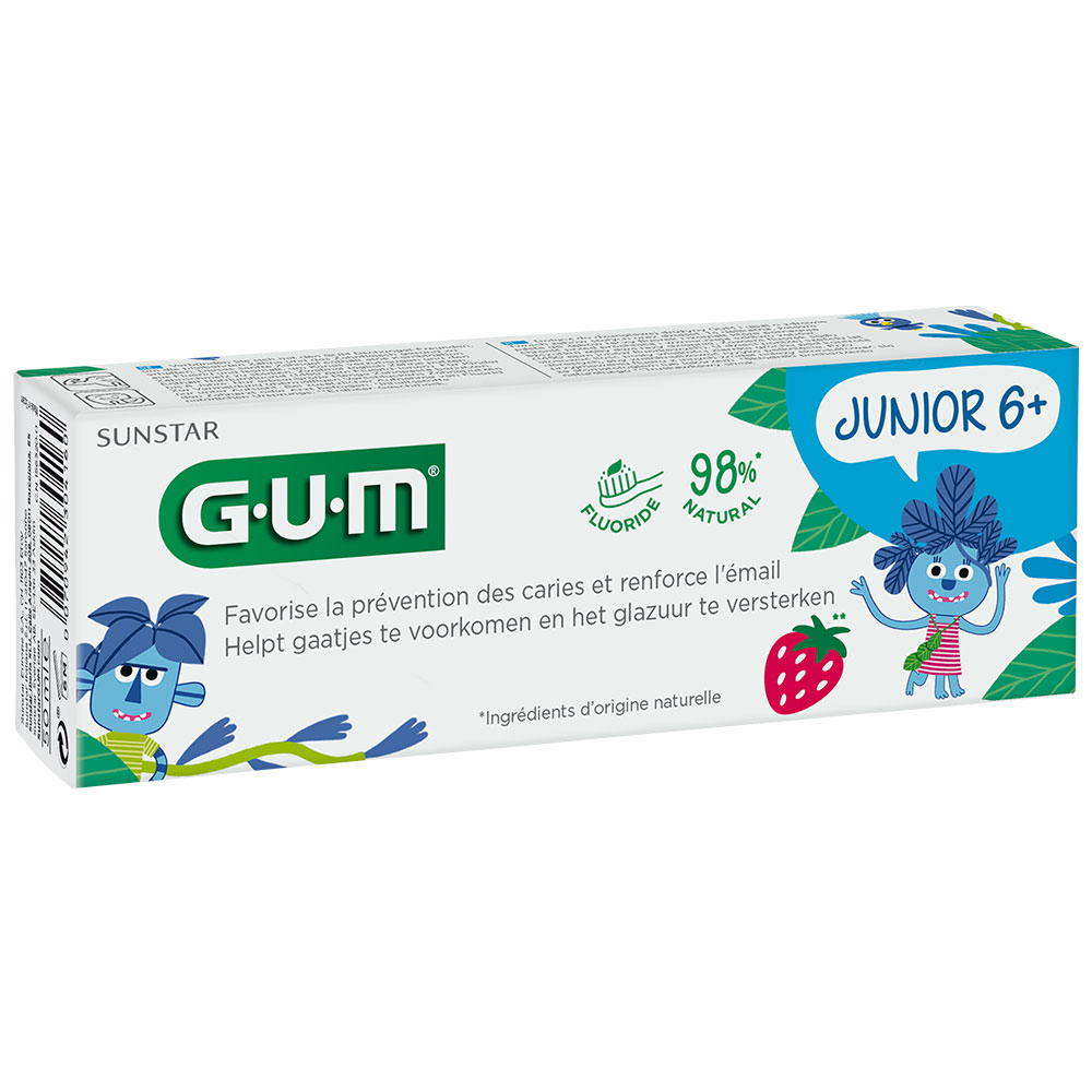 Gum Dentifricio Junior dai 6 anni in su Fragola al gusto di fluoro e isomalto 50ml