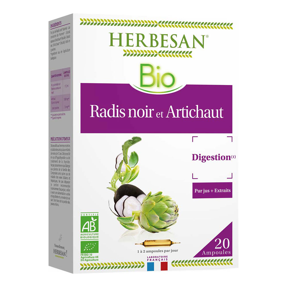 Herbesan Rafano nero e carciofo bio per la digestione 20 fiale