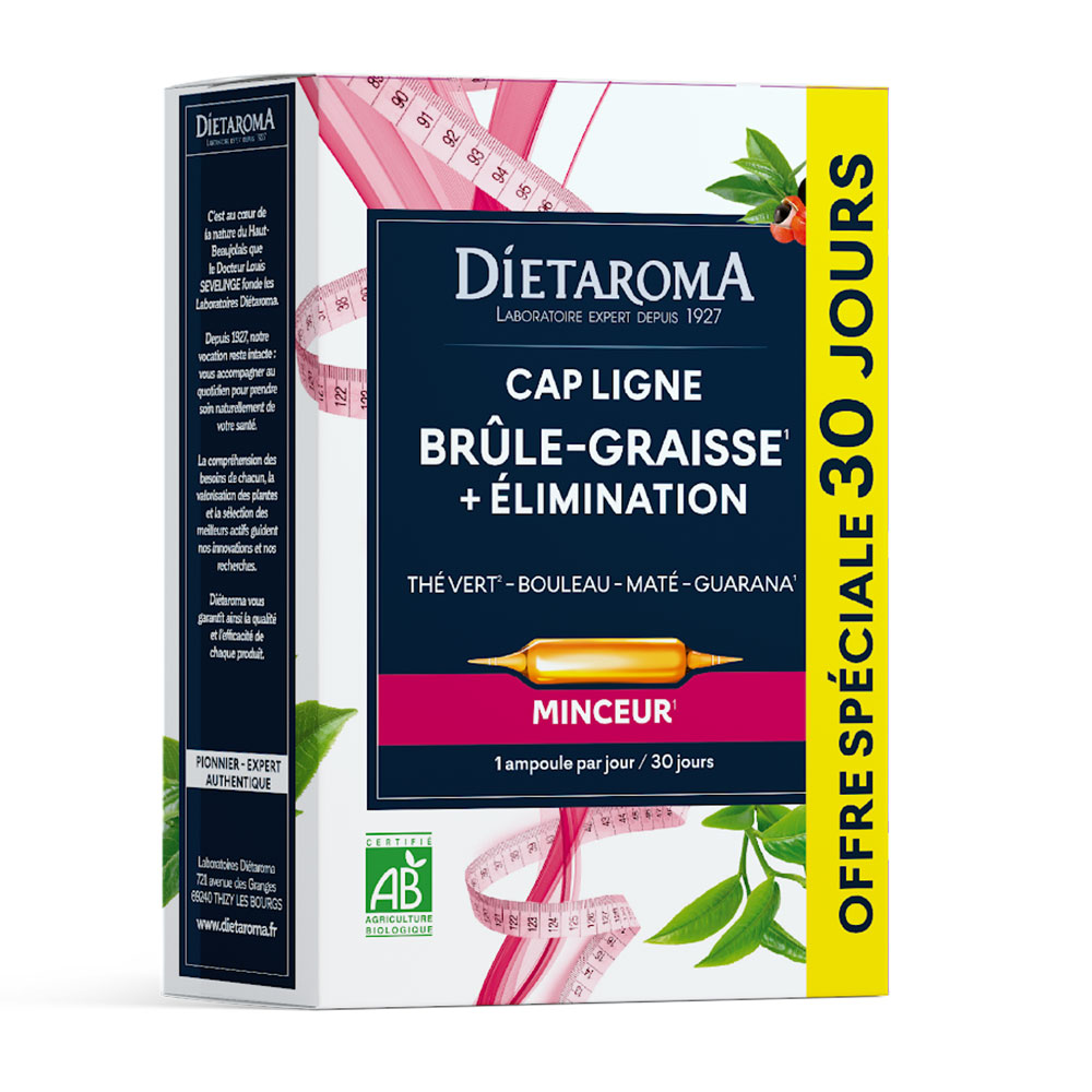 Dietaroma Bruciatore di grasso Cap Ligne + Eliminazione 30 Ampolle