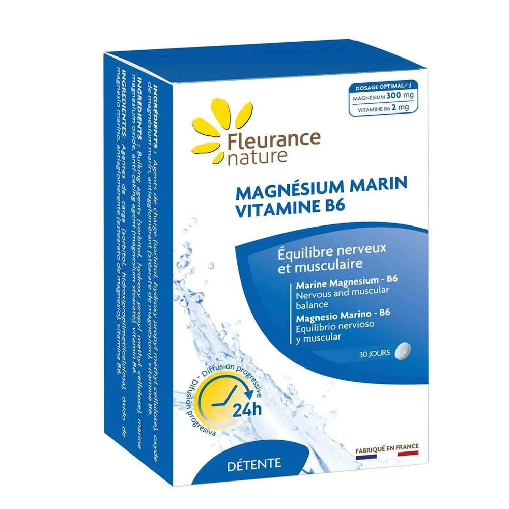 Fleurance Nature Magnesio marino e Vitamine B6 Equilibrio nervoso e muscolare 60 compresse