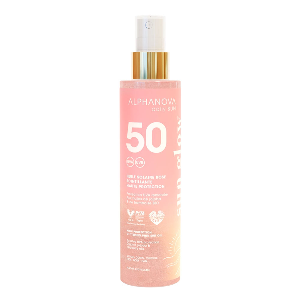 Alphanova Daily Sun Olio solare rosa scintillante SPF50 125 ml