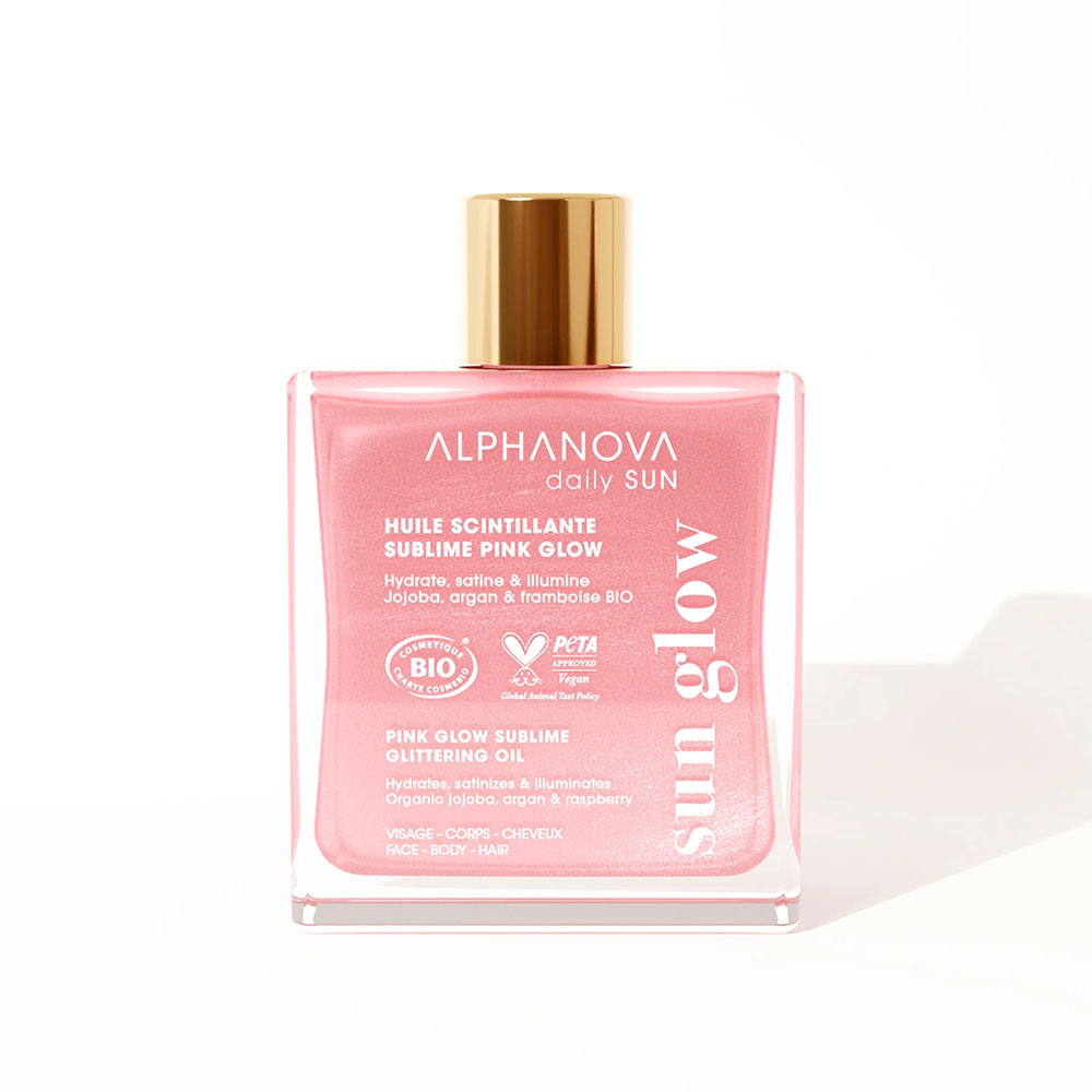 Alphanova Daily Sun Olio scintillante sublime effetto bagliore rosa 50 ml