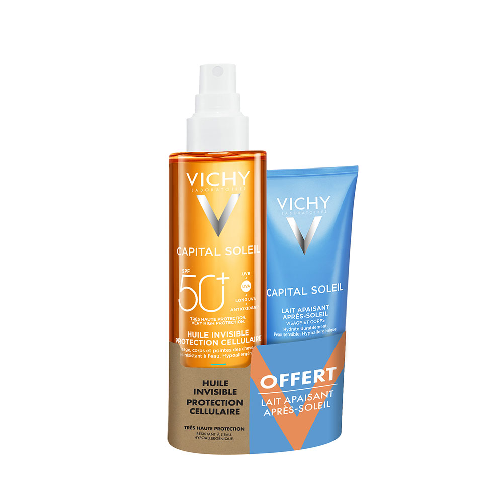 Vichy Capital Soleil Olio invisibile protezione cellulare SPF50+ latte lenitivo dopo-sole 300 ml