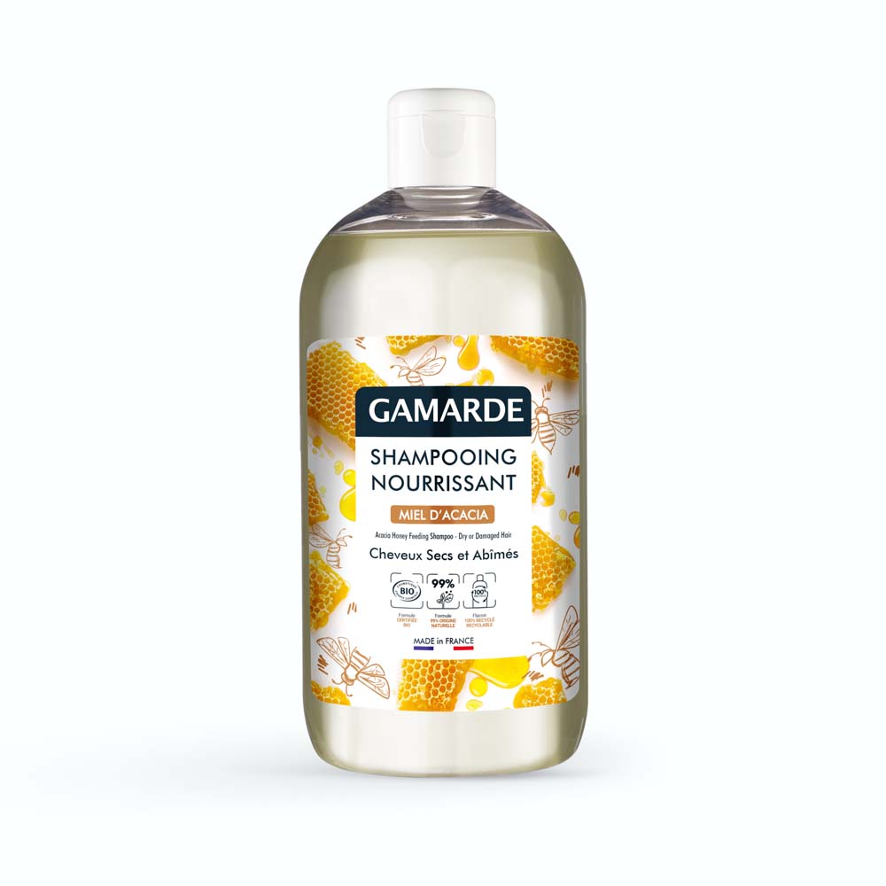 Gamarde Shampoo nutritivo bio al miele d'acacia capelli secchi e danneggiati 500 ml