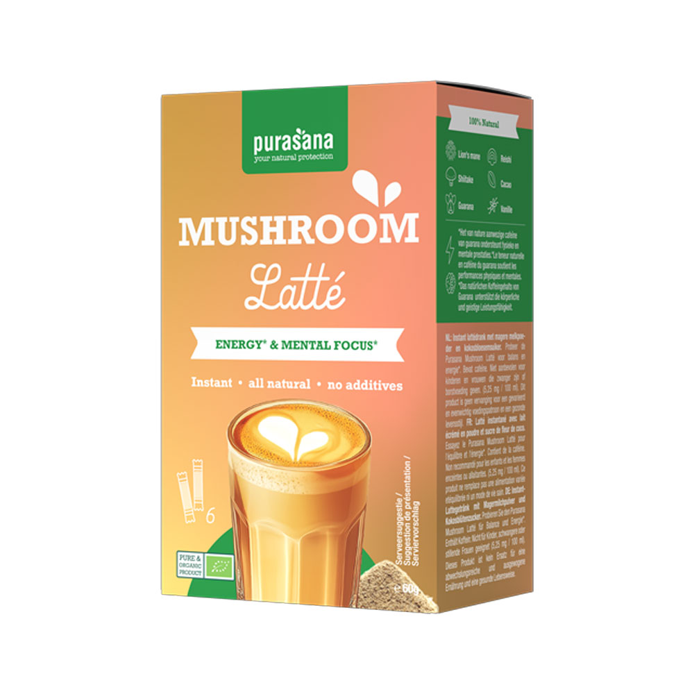 Purasana Latté istantaneo ai funghi 6 x 10 g