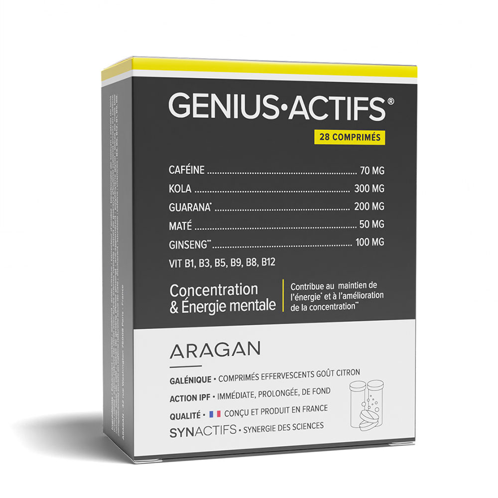 Aragan Synactifs Genius attivi per concentrazione ed energia mentale 30 compresse