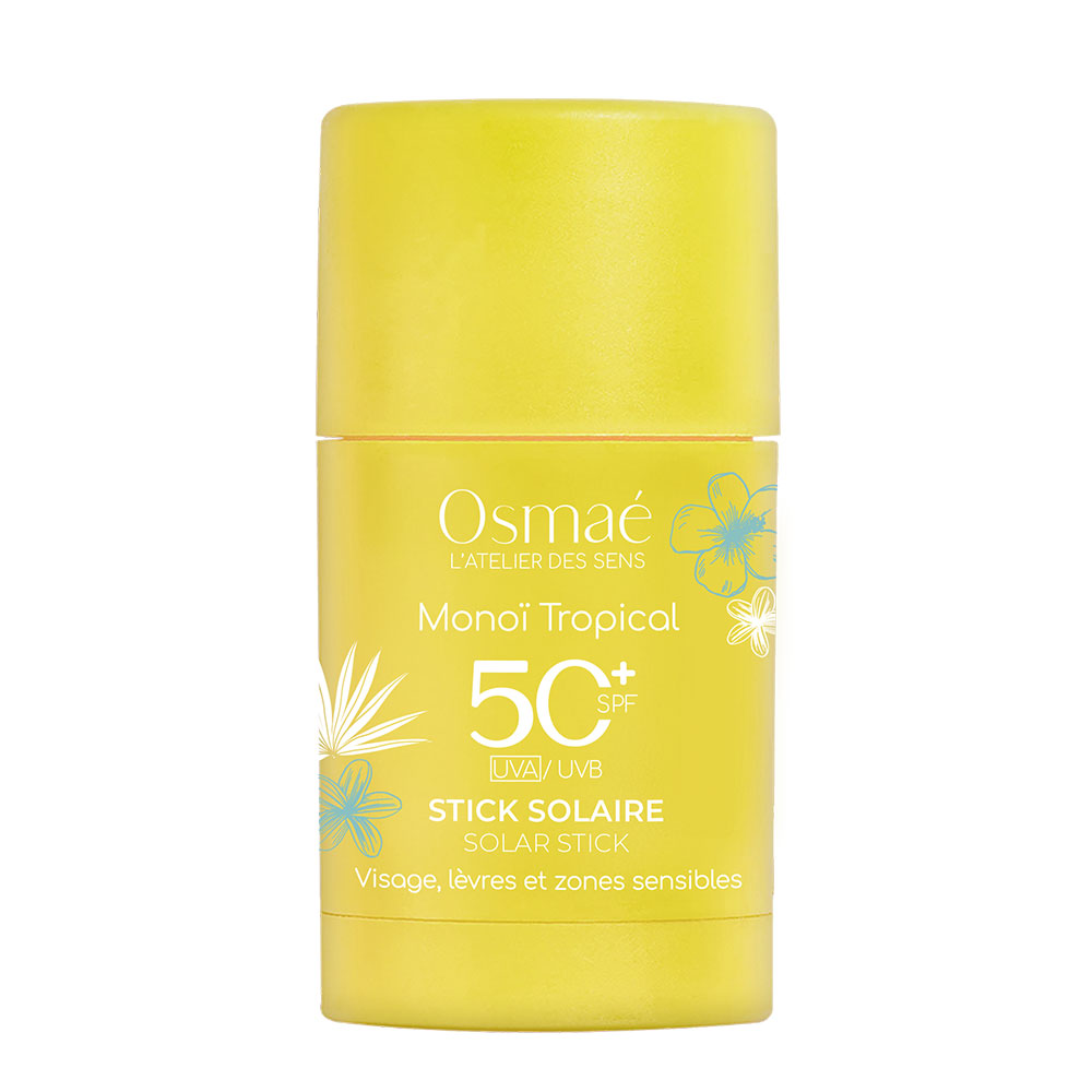 Osmae Solare con SPF50+ Monoi tropicale Viso, Labbra e aree sensibili 15g
