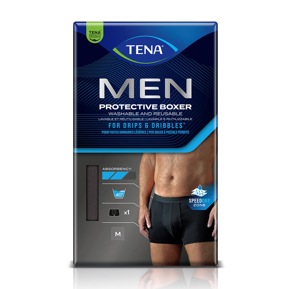 Tena Men Boxer lavabili per la protezione dalla debolezza della vescica Nero x1