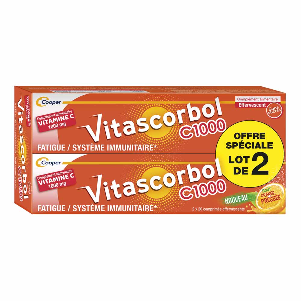Vitascorbol Vitamina C 1000 gusto arancia spremuta 2 x 20 compresse effervescenti