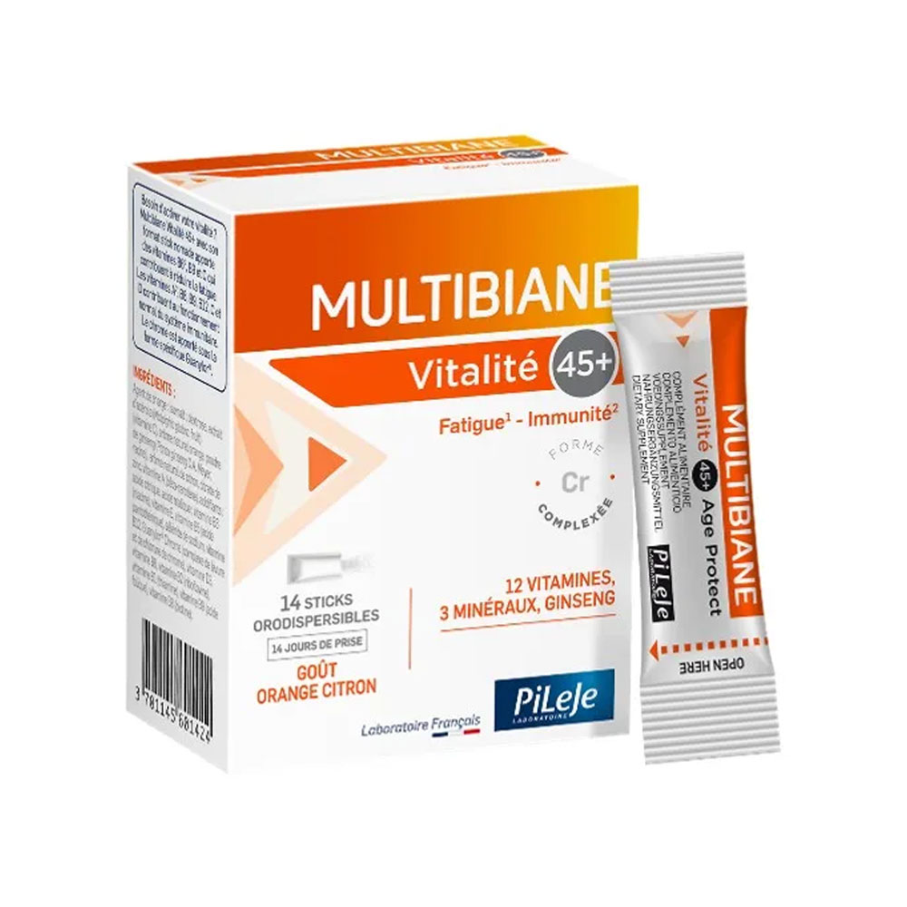 Pileje Multibiane Vitalità 45+ stanchezza e difese immunitarie 14 stick orodispersibili