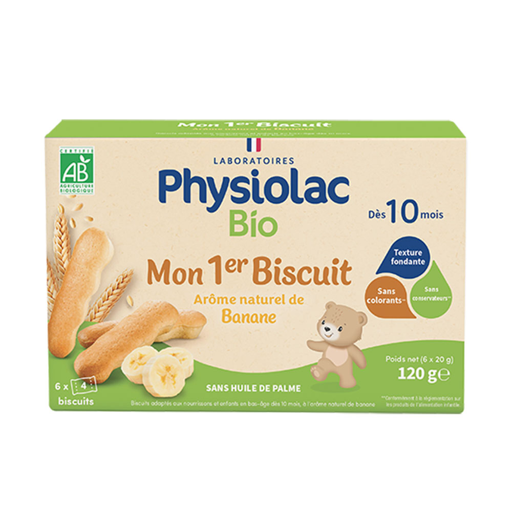 Physiolac Il mio 1° Biscotto biologico naturale al gusto di banana Da 10 mesi 120g