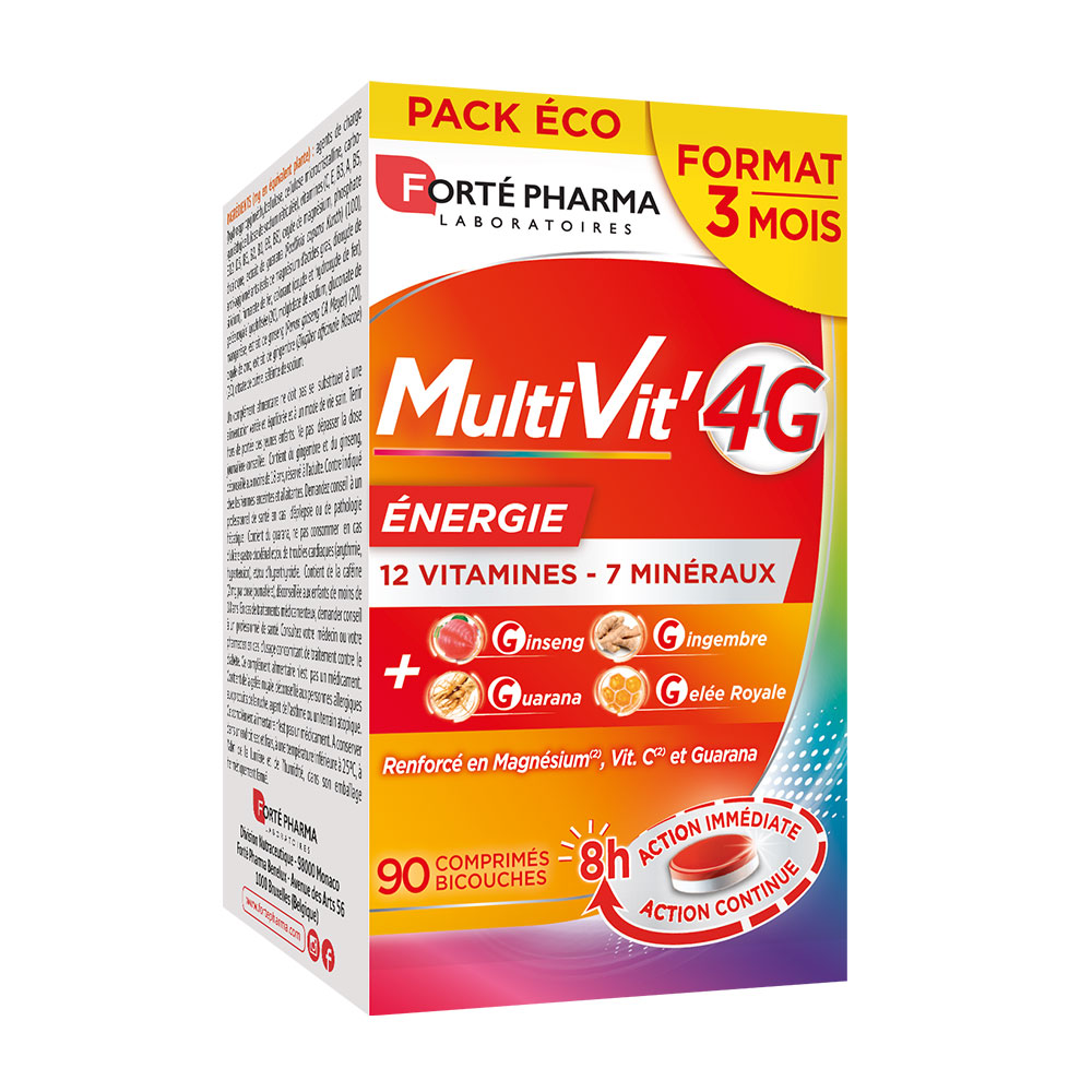 Forté Pharma MultiVit'4G Formato Energia 3 mesi 90 compresse a doppio strato