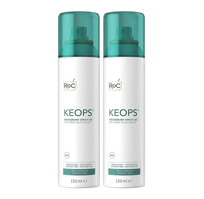 Roc Deodorante Spray Traspirazione Secca Abondante Keops 2x150ml