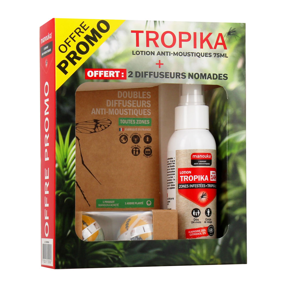 Manouka Tropika Lozione Spray Repellente per Zanzare Adulti Tutte le Zone + Diffusore