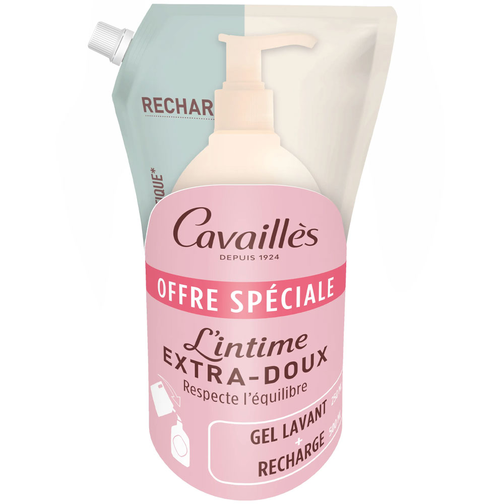Cavaillès Secchezza intima Extra Delicata 250ml + Eco-Refill 500ml