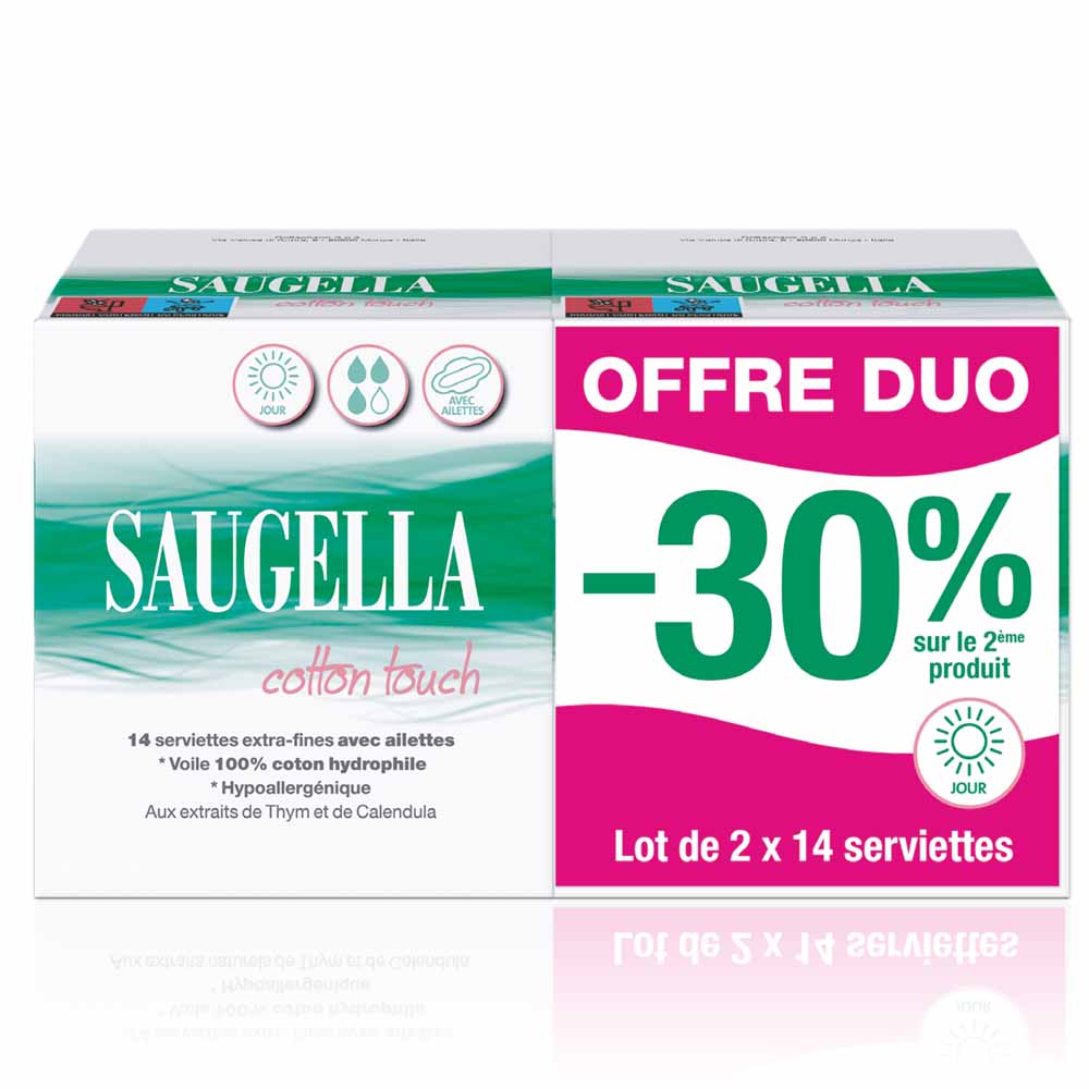 Saugella CottonTouch 14 Assorbenti giorno con ali 2x14
