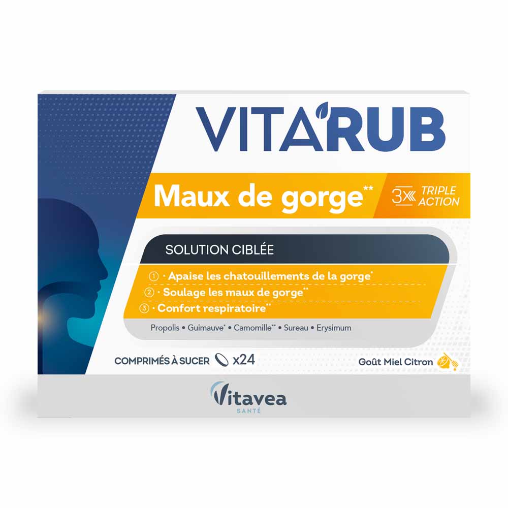 Vitavea Santé Vita'Rub Mal di gola 24 compresse da succhiare