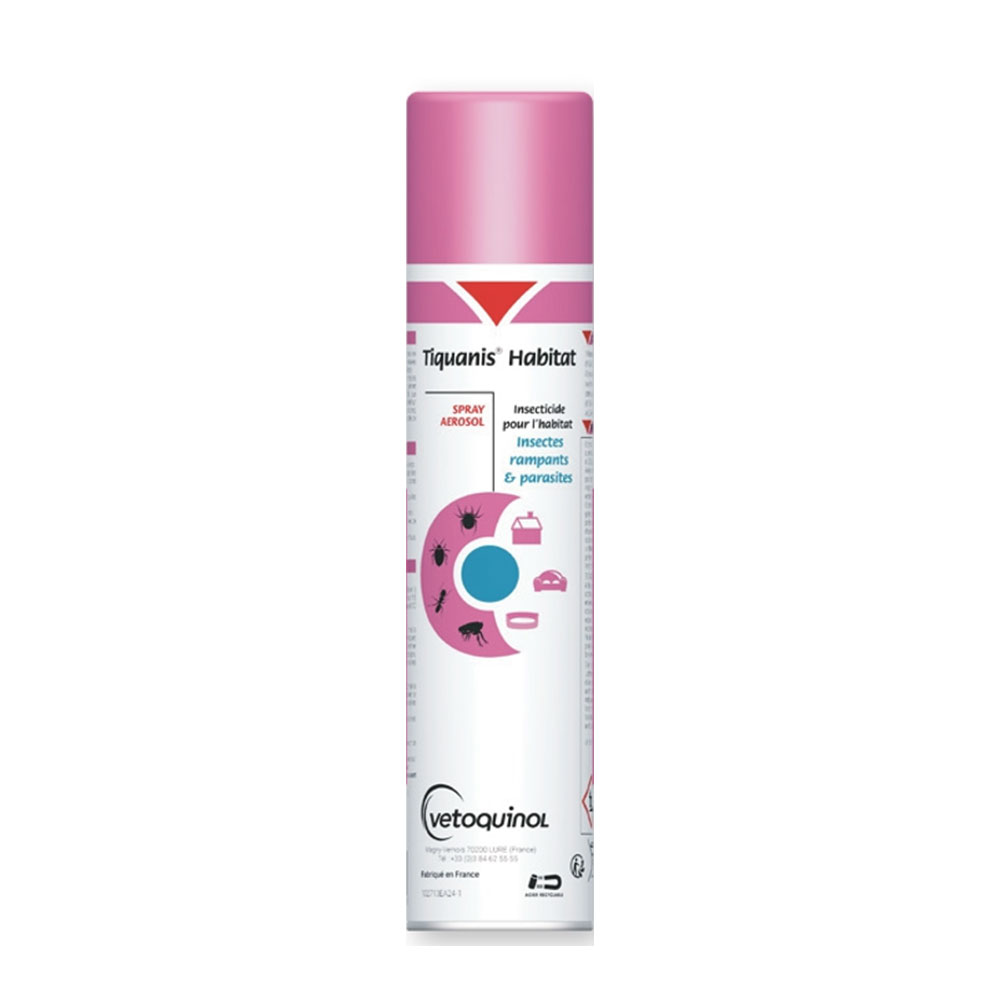 Vetoquinol Tiquanis Spray insetticida per Habitat Insectes Rampants & Parasites 405ml