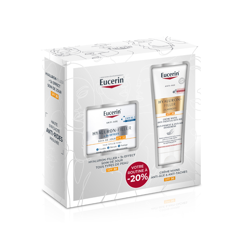 Eucerin Eucerin Hyaluron-Filler + 3x Effect Trattamento da giorno SPF30 + Cura delle Mani Anti-Età SPF30 Set 125 ml