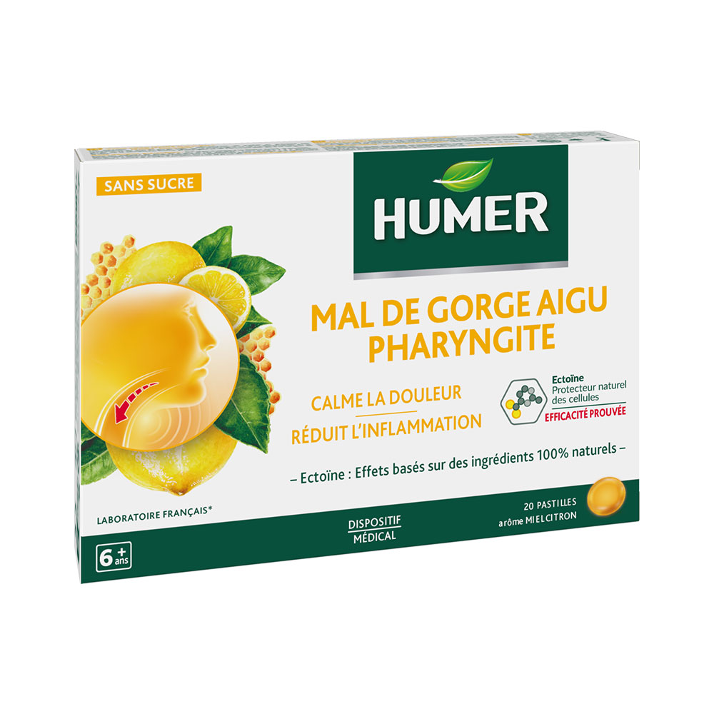 Humer Mal di gola acuto faringite miele e limone 20 compresse